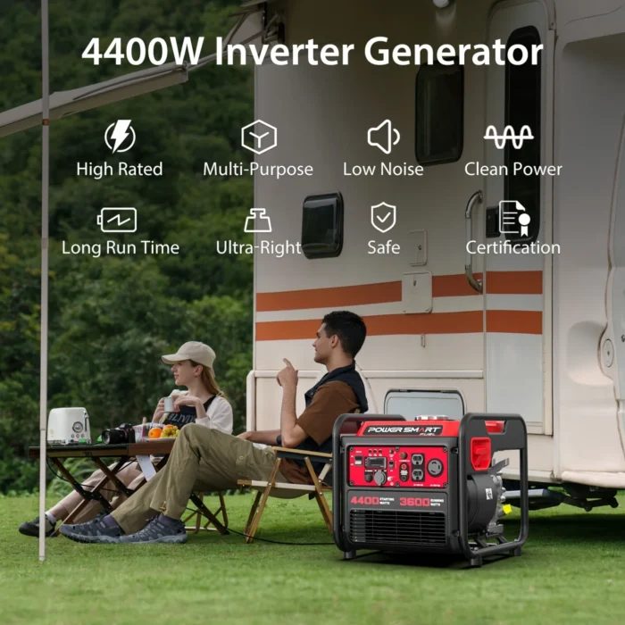 PowerSmart 4400W Portable Generator with Inverter Technology, RV Ready 30A Outlet, Gas Powered, Lightweight & Quiet for Home Use - Image 3