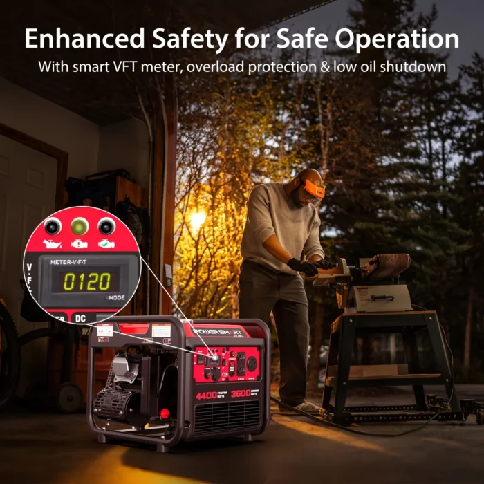 PowerSmart 4400W Portable Generator with Inverter Technology, RV Ready 30A Outlet, Gas Powered, Lightweight & Quiet for Home Use - Image 5