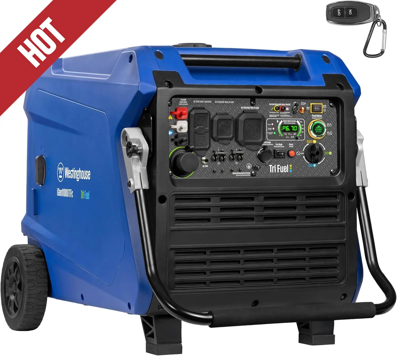 kf-S1a8166b51bb24d55bf21e3ef666e696a8 11000 Peak Watt Tri-Fuel Portable Inverter Generator, Remote Start, Transfer Switch Ready, Gas/Propane/Natural Gas Powered - Image 1