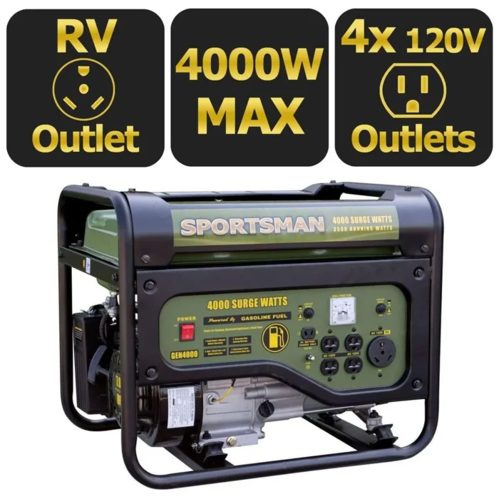 Gasoline 4000W Portable Generator 10 Hour Run Time 3.6 Gallon Fuel Capacity 6 Outlets AVR Low Oil Shutdown RV Camping Emergency - Image 4