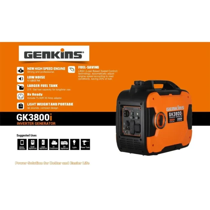 3800 Watt Portable Inverter Generator Ultra Quiet Gas Emergency RV Camping Backup Power - Image 4
