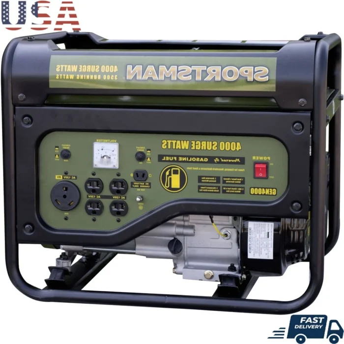 Gasoline 4000W Portable Generator 10 Hour Run Time 3.6 Gallon Fuel Capacity 6 Outlets AVR Low Oil Shutdown RV Camping Emergency - Image 1