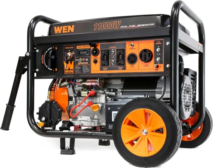 DF1100X 11000-Watt Electric Start Portable Generator with Wheel Kit and CO Shutdown Sensor, Black - Image 1