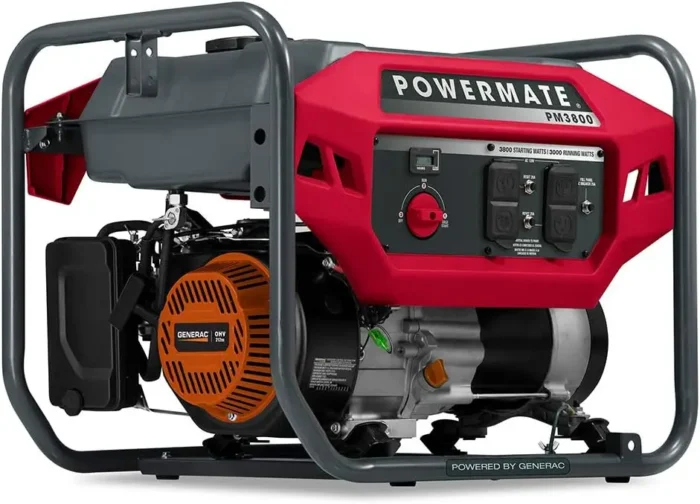 PM3800 3,800-Watt Gas,Powered Portable Open Frame Generator, Ultra-Quiet Performance, Ideal for Home, Camping,Red/Black - Image 1
