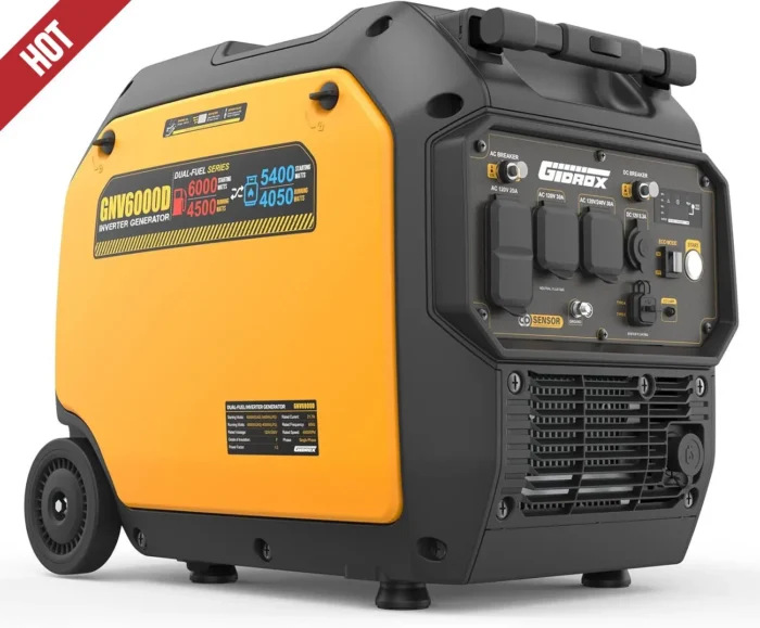 6000W Dual Fuel Inverter Generator, Gas & Propane Powered,RV Ready Electric Start, Super Quiet,120V/240V with CO Sensor Portable - Image 1